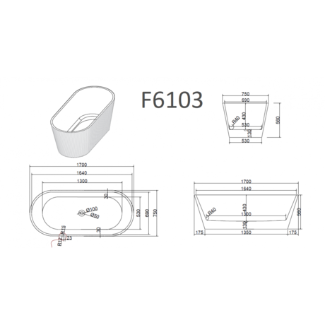 Ванна  Frank  F6103 White/Black