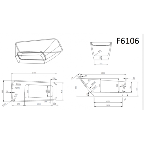 Ванна  Frank  F6106 White/Black
