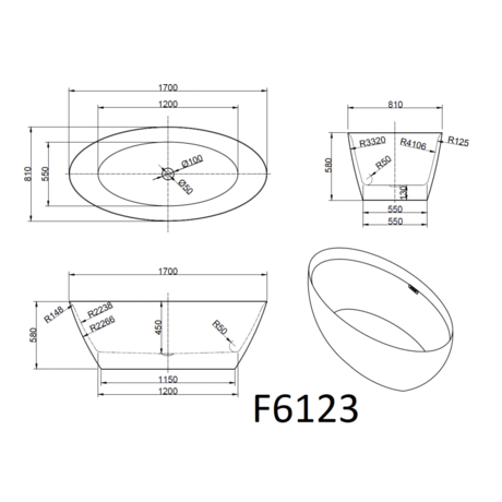 Ванна  Frank  F6123 White/Black
