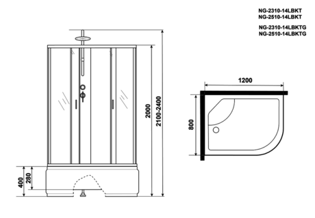 Душевая кабина Niagara   Classic NG-2310-14LBKT 