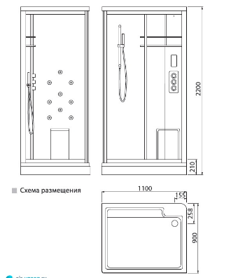 Душевая кабина Edelform EF-4050 L black S с термостатом
