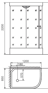 Душевая кабина Domani-Spa  Light 128 High L  белые стенки,сатин, матовые стекла, без электрики