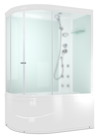 Душевая кабина Domani-Spa  Light 128 High R белые стенки,сатин, матовые стекла