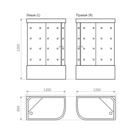 Душевая кабина Domani-Spa  Light 128 L  белые стенки, сатин, матовые стекла, без электрики