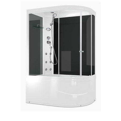 Душевая кабина Domani-Spa  Light 128 L High черные стенки, прозрачное стекло