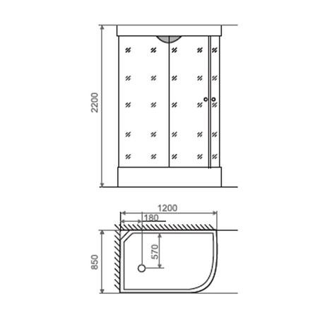 Душевая кабина Domani-Spa  Light 128 L High черные стенки, прозрачное стекло