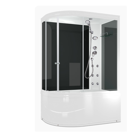 Душевая кабина Domani-Spa  Light 128 R High черные стенки, прозрачное стекло