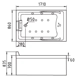 Ванна  Gemy G9066 II K L