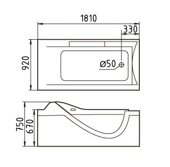 Ванна  Gemy G9055 K R