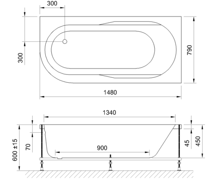 Ванна  Royal Bath AZUR RB 614201 правая