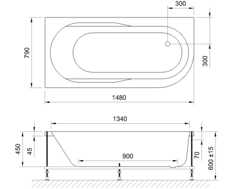 Ванна  Royal Bath AZUR RB 614201 левая