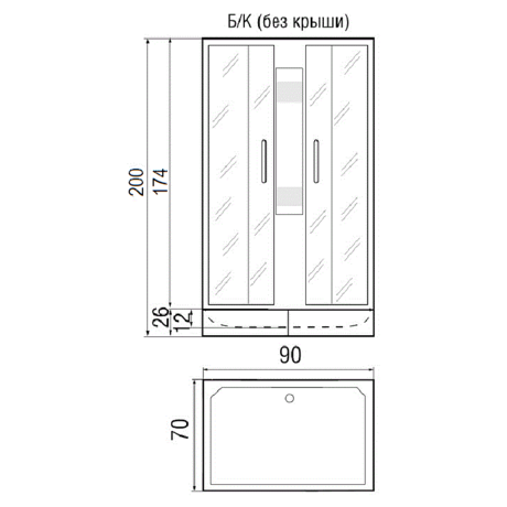 Душевая кабина River  QUADRO 90/70/24 МТ б/к