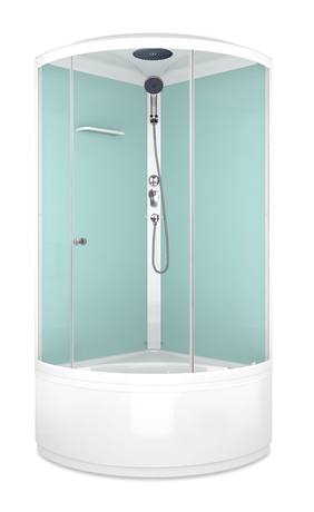 Душевая кабина Domani-Spa  Simple high с крышей, белые стенки, прозрачное стекло
