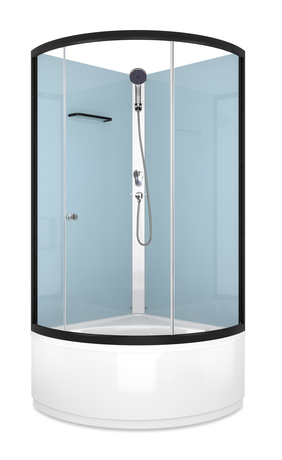 Душевая кабина Domani-Spa  Delight 99 high, без электрики, стенки Dusty blue, прозрачное стекло