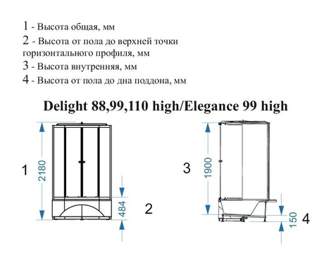 Душевая кабина Domani-Spa  Delight 99 high без электрики, чёрные стенки, тонированное стекло