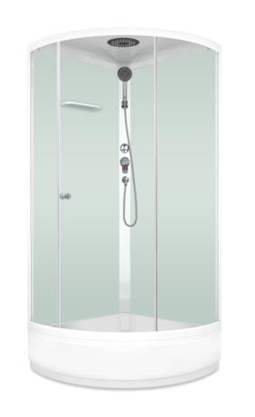 Душевая кабина Domani-Spa  Simple 99 mid с крышей, белые стенки, прозрачное стекло