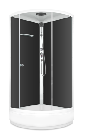 Душевая кабина Domani-Spa  Simple 99 mid с крышей, черные стенки, прозрачное стекло