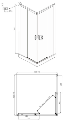 Душевое ограждение Ambassador Queen 11011203Black 90x90