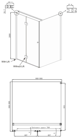 Душевое ограждение Ambassador Diamond 12011105L 90x90